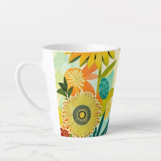 Folk Art Yellow Flowers Latte Mok (Links)