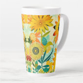  Folk Art Yellow Flowers Latte Mok (Rechterhoek)