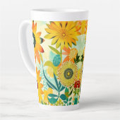  Folk Art Yellow Flowers Latte Mok (Linkerhoek)