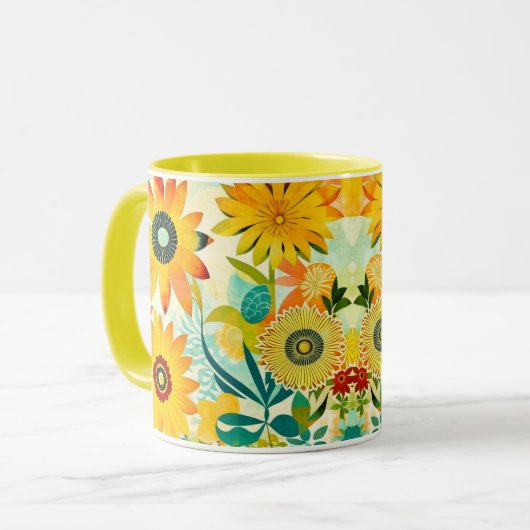  Folk Art Yellow Flowers Mok (Voorkant links)