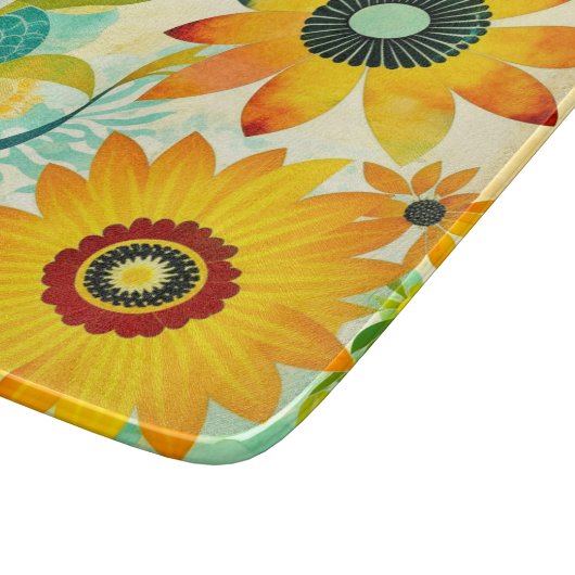  Folk Art Yellow Flowers Snijplank (Hoek)