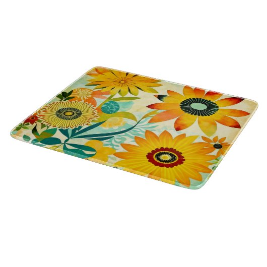  Folk Art Yellow Flowers Snijplank (Hoek)