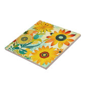  Folk Art Yellow Flowers Tegeltje (Zijkant)