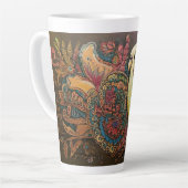 Folk Art Yellow Parkiet met Paisley en bloemen Latte Mok (Linkerhoek)
