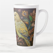 Folk Art Yellow Parkiet met Paisley en bloemen Latte Mok (Rechts)