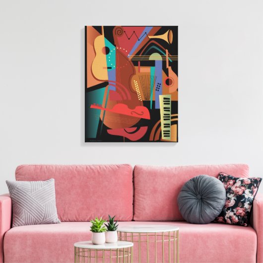 Folk Band Stretched Canvas Afdruk (Insitu (Woonkamer))