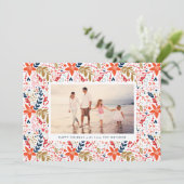 Folk bewerkbare Kerstmis Bloemen Botanische Foto Feestdagenkaart (Staand voorkant)