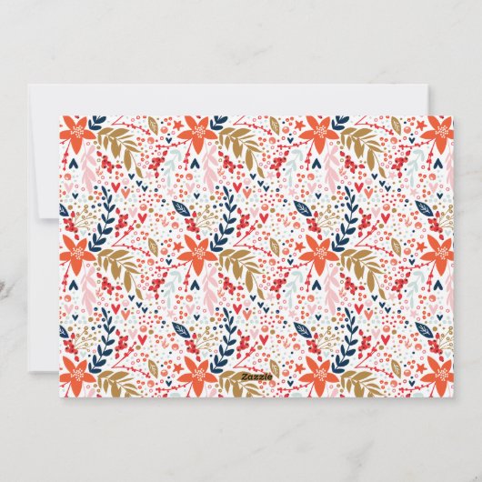 Folk bewerkbare Kerstmis Bloemen Botanische Foto Feestdagenkaart (Achterkant)