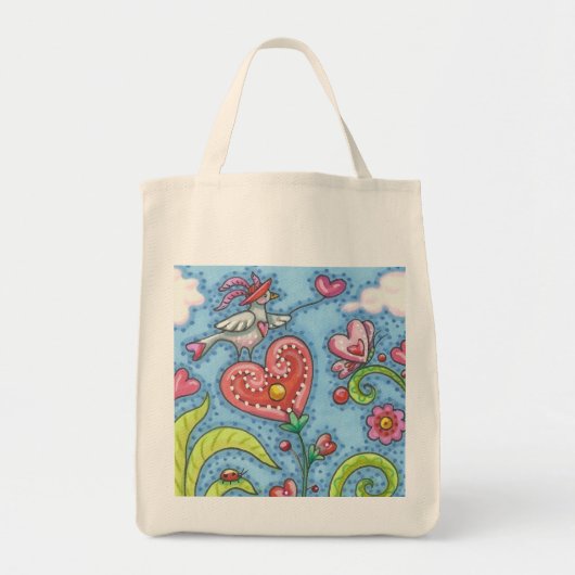 Folk Bird and Hearts Garden GROCERY TAS (Voorkant)
