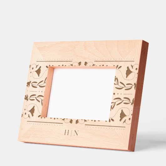 Folk Bird Floral Monogram Gegraveerde Lijstjes (Links)