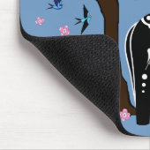 Folk black/white Dala horse, Folk Bird/flower Muismat (Hoek)