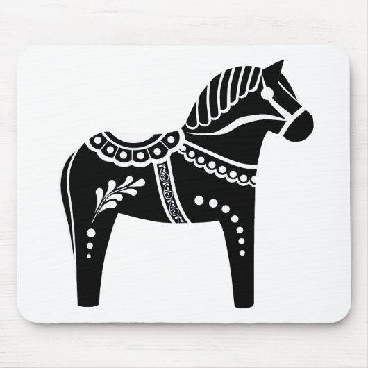 Folk Black/White Dala horse, Folk Friesian Muismat (Voorkant)