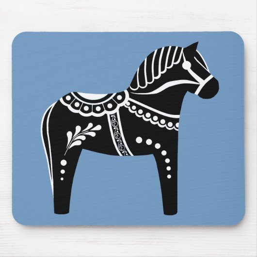 Folk Black/White Dala horse, Folk Friesian Muismat (Voorkant)