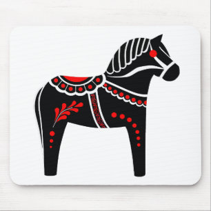 Folk Black/white/red Dala paard, Folk Friesian Muismat