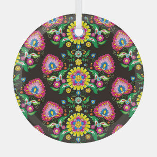 Folk bloeipatroon: retro kleurrijke tegels glas ornament