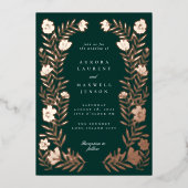 Folk Bloemen Botanisch Lijst Bruiloft Folie Uitnodiging (Voorkant)