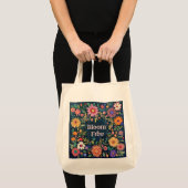 Folk Bloemen Extra grote Canvas tas (Voorkant (product))