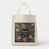 Folk Bloemen Extra grote Canvas tas (Achterkant)