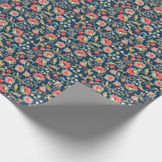 Folk Bloemen Kleurrijk: Hand Getrokken Naadloos Cadeaupapier (Hoek)