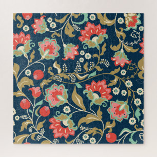Folk Bloemen Kleurrijk: Hand Getrokken Naadloos Legpuzzel
