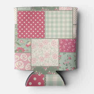Folk bloemen patchwork, pastel quilt. blikjeskoeler