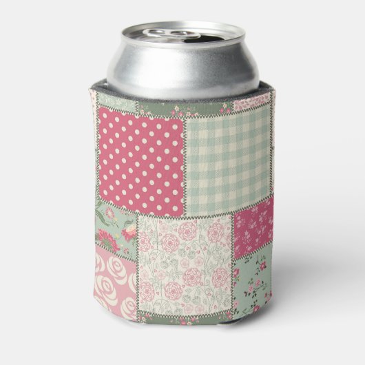 Folk bloemen patchwork, pastel quilt. blikjeskoeler (Blikje Achterkant)