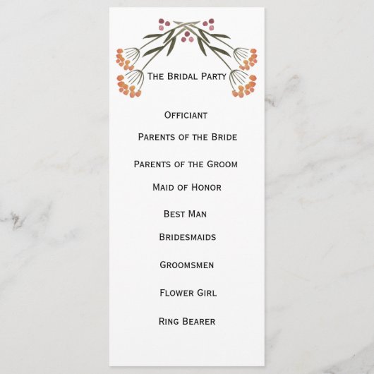 Folk Bloemen Trouwprogramma Programmakaart (Achterkant)