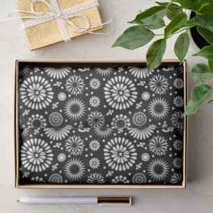 Folk Bloemendecor Zwart en Wit Zonnebloem Boho Chi Tissuepapier