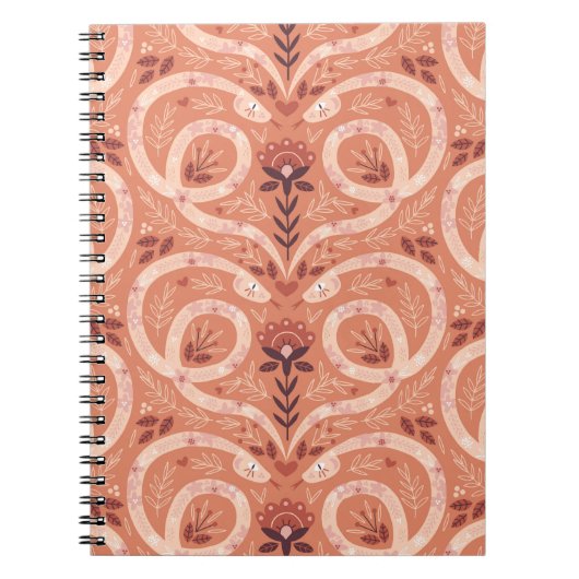 Folk Bloemenslang: symmetrisch Notitieboek (Voorkant)