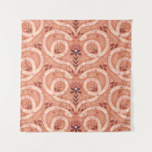 Folk Bloemenslang: symmetrisch Wandkleed (Voorkant)