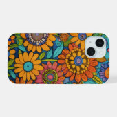 Folk Bloom Harmony Art iPhone 15 Case (Achterkant horizontaal)