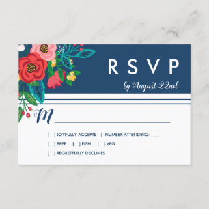 Folk Boeket - Blue Boho RSVP Kaartje