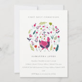 Folk Boerderij Floral Birdie First Community Invit Bedankkaart (Voorkant)