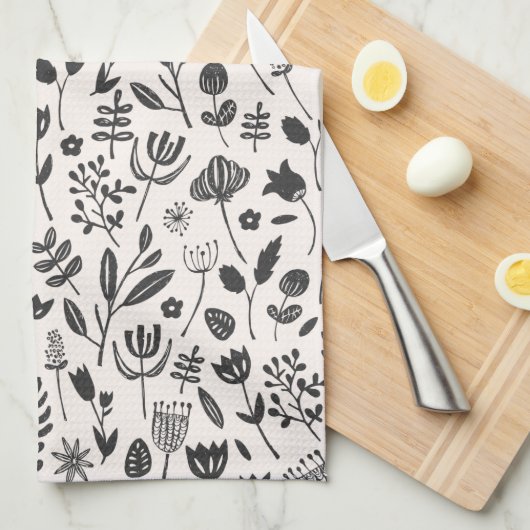 Folk Botanical Print Theedoek (Quarter Fold)