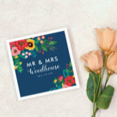 Folk Bouquet - Blue Boho Mr & Mrs Wedding Servetten