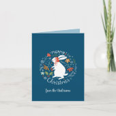 Folk Bunny Rabbit Christmas Bedankkaart (Voorkant)