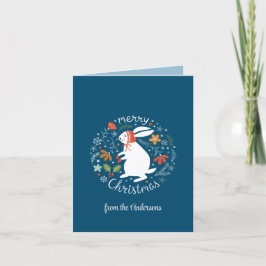 Folk Bunny Rabbit Christmas Bedankkaart