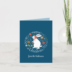 Folk Bunny Rabbit Christmas Bedankkaart