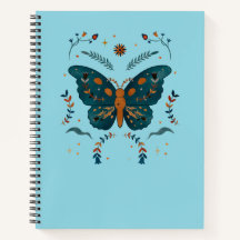 Folk Butterfly Custom Notitieboek – Tekst en kleur