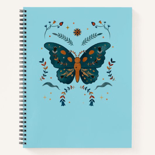 Folk Butterfly Custom Notitieboek – Tekst en kleur (Voorkant)