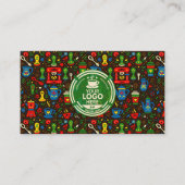 Folk coffee logo badge with green contact back visitekaartje (Voorkant)