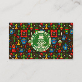 Folk coffee logo badge with green contact back visitekaartje