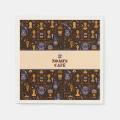 Folk coffee napkins — cocoa, caramel & slate band servet (Voorkant)