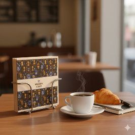 Folk coffee napkins — cocoa, caramel & slate band servet