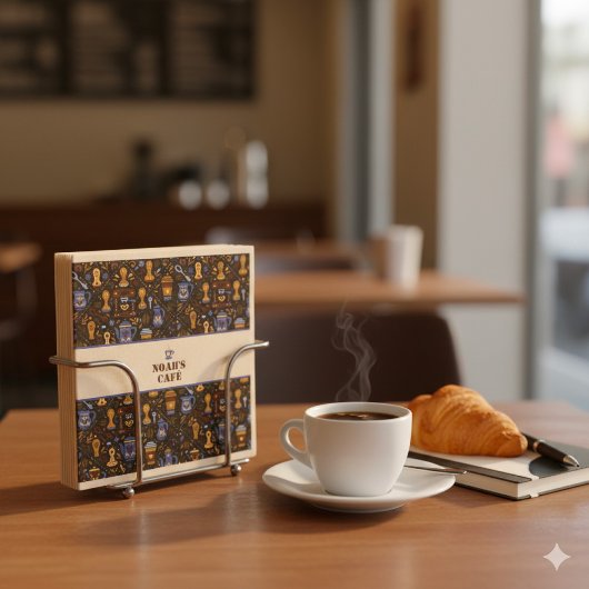 Folk coffee napkins — cocoa, caramel & slate band servet