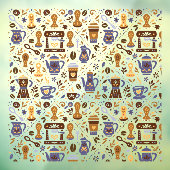 Folk coffee pattern for barista shop raamsticker (Vel 3)