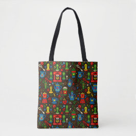 Folk coffee pattern market tote bag