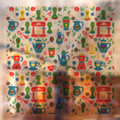Folk coffee pattern on light background raamsticker (Vel 2)
