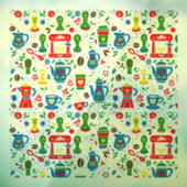 Folk coffee pattern on light background raamsticker (Vel 3)