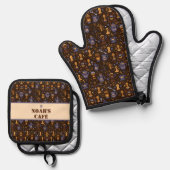 Folk coffee tools — cocoa brown with caramel ovenwant & pannenlap set (Voorkant / Achterkant)